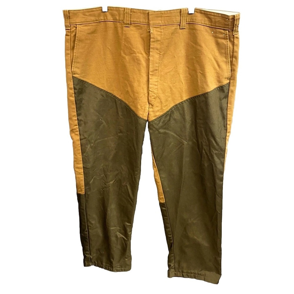 Vintage Key Workwear Pants Mens 46x32 Brown Green Double Knee Outdoor Hiking